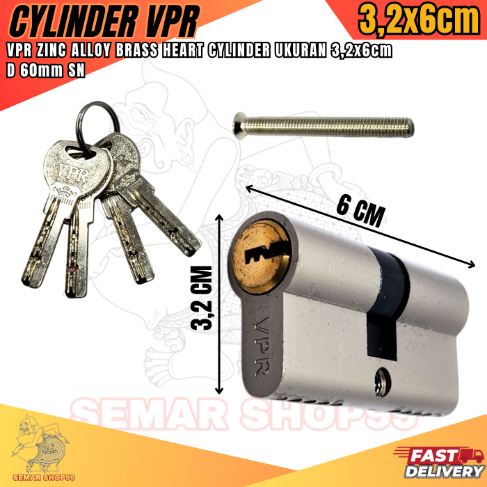Silinder Jantung Kunci Kuningan / Cylinder Kunci Pintu Ukuran besar 3,2cm x 6cm Bahan Kuningan sudah