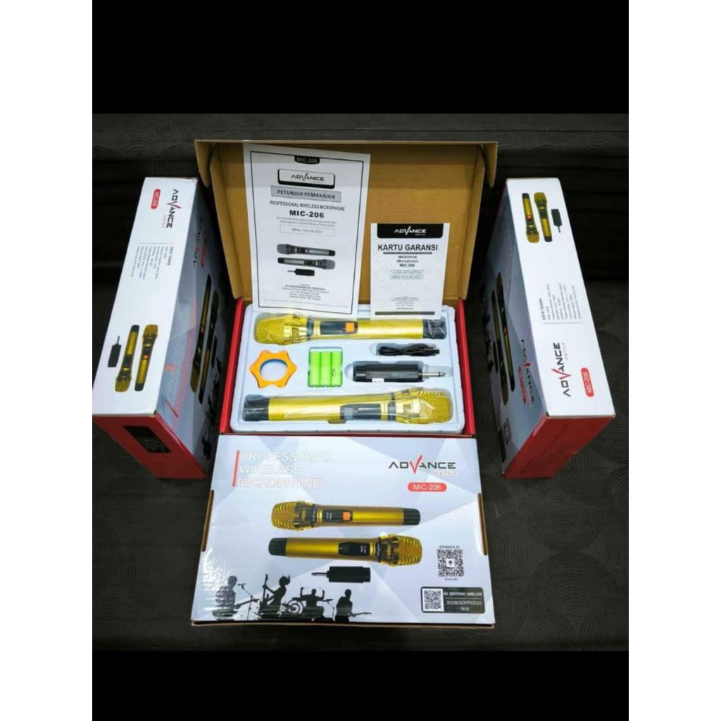 MICROPHONE ADVANCE 206 DOUBLE WIRELESS MIKROFON TANPA KABEL ISI 2 MIC