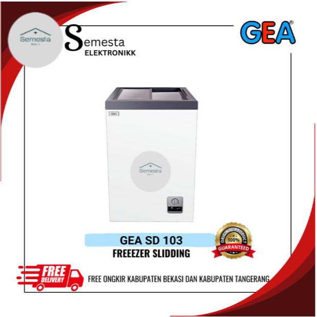 GEA Freezer SD 103 Kulkas Freezer Es Krim Sliding SD-103 Flat Glass Freezer