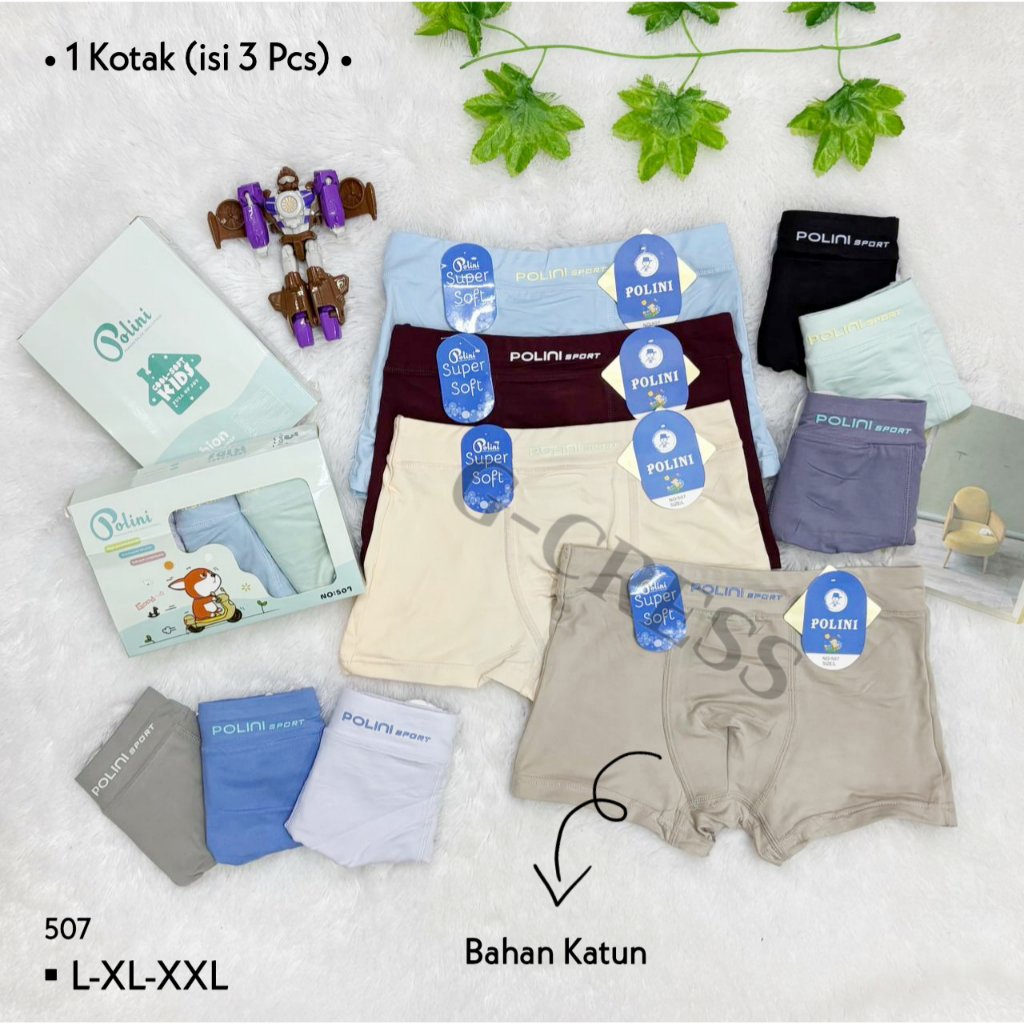 AGREE - (3 Pcs) Boxer Anak Cowok/Celana Dalam Anak Laki Laki 3 4 5 6 7 Tahun | M, L, XL | Bahan Katu