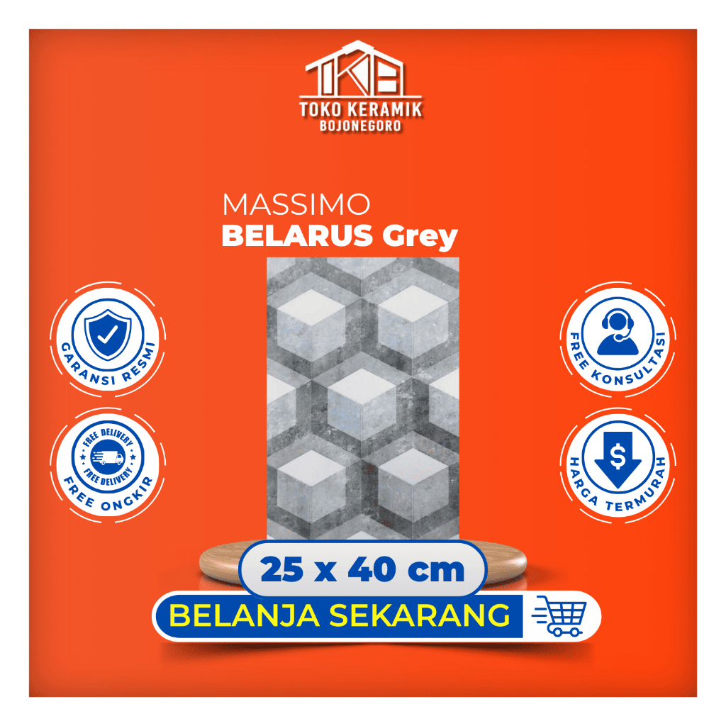 Keramik Dinding Matte Motif Hexagonal 25x40 cm Massimo | Belarus Grey kw II