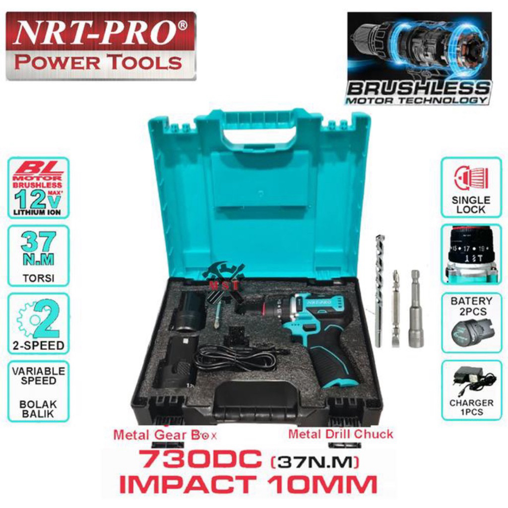 BOR CORDLESS BRUSHLESS SCREW DRILL HAMMER 730 DC 12v