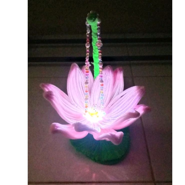 lampu tidur aestethic/lampu hias bunga teratai/hiasan kamar/lampu hias mejanya/handmade lamp pipecle