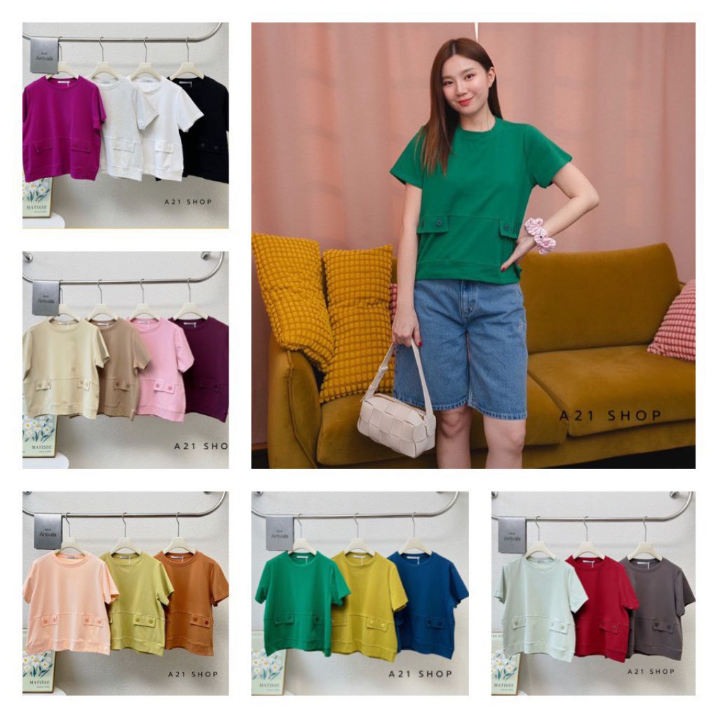 A21-009 top A21 bangkok | kaos cewek button import