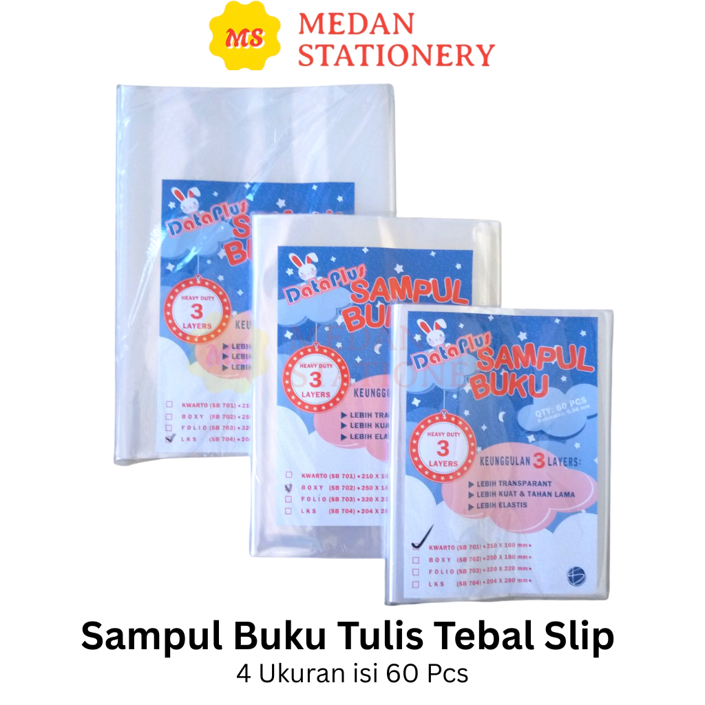 

SAMPUL BUKU TULIS DATAPLUS SLIP ISI 60 PCS KWARTO BOXY LKS FOLIO SAMPUL BUKU TEBAL