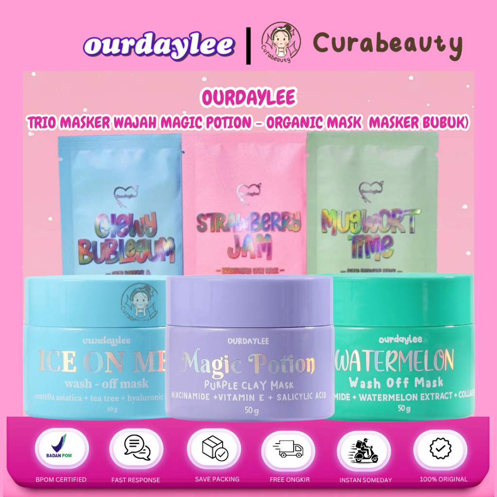 •CURABEAUTY• MANADO OURDAYLEE TRIO MASKER WAJAH MAGIC POTION - ORGANIC MASK [ MASKER BUBUK)