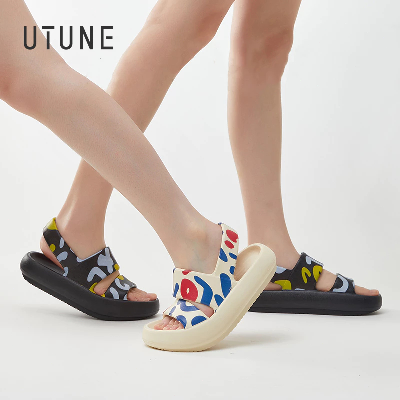 UTUNE [Produk baru]Sandal pantai wanita bersol tebal, menyerap keringat, cocok untuk musim panas San
