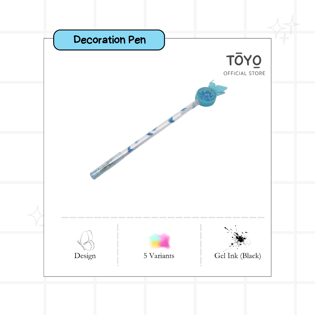 

Butterfly Glitter Gel Pen - Puplen Gel Karkter Kupu-Kupu