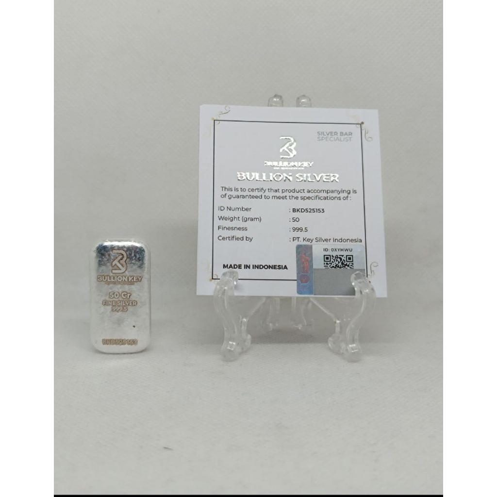 "Silver Perak Murni Bullion Key Logam Mulia 10 Gram 25 Gram 50 Gram Asli Investasi perak  Batangan K