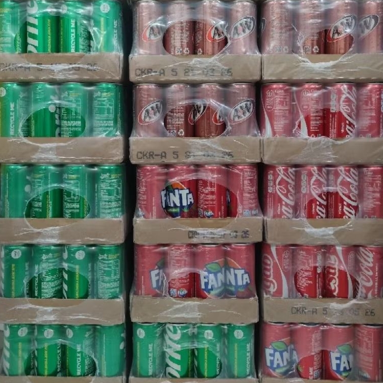 

READY STOCK! Fanta Coca Cola Sprite A&W Kaleng 250ml - grosir 1 krat (24 pcs) minuman soda minuman kaleng berkarbonasi merah murah AW