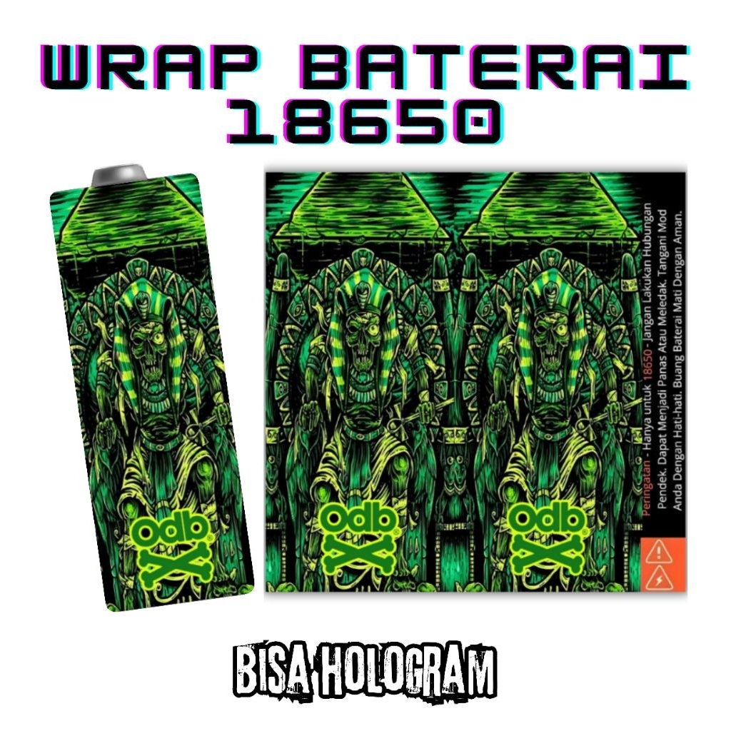 Jaka Custom - Skin Stiker Wrap Baterai 18650 Motif Monster Green Creature Full Desain Untuk Melindun