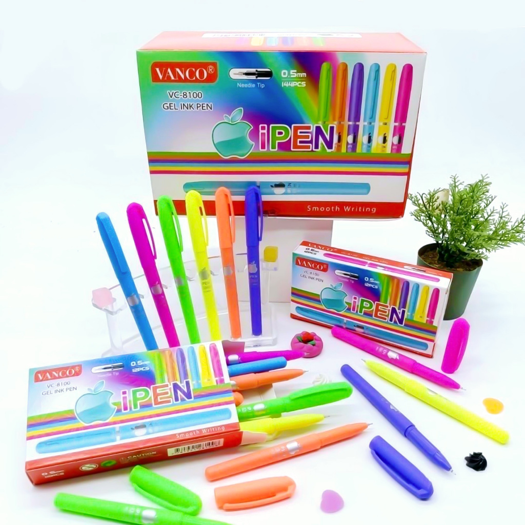 

1 LSN / 12 Pcs Gel Pen Vanco VC-8100 iPen Apel Flourance