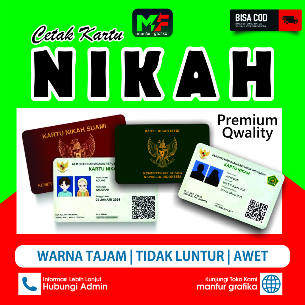 

Cetakk Kartu Wedding Nikah 1 HARI JADI Bahan PVC ID Card
