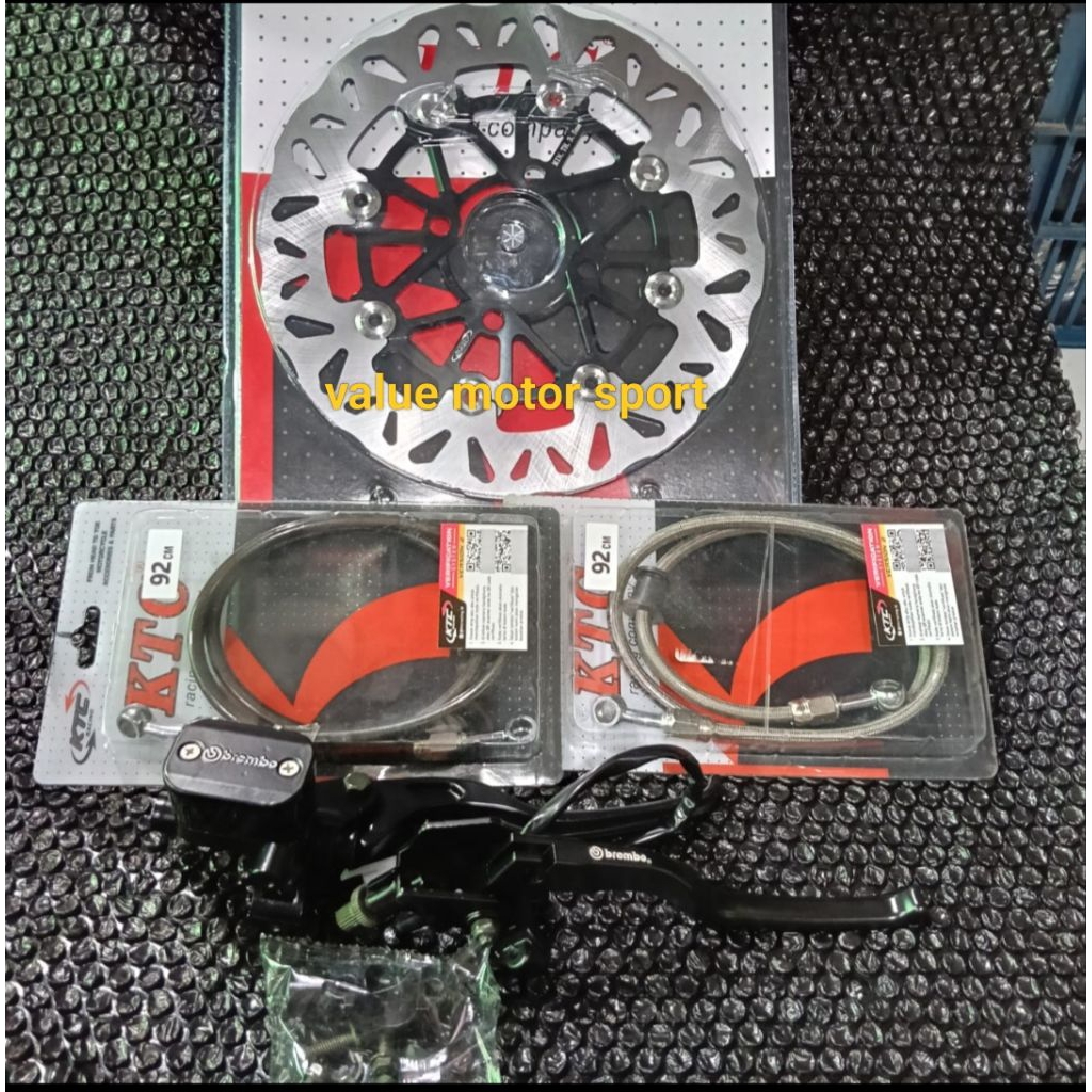 Paketan master rem kotak plus piringan ktc gerigi 260mm dan selang ktc racing untuk motor beat  karb