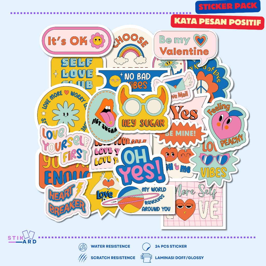 

Stiker Kata Pesan Positif | Sticker Pack Laptop Tumbler Helm Koper - Bahan Vinyl Waterproof