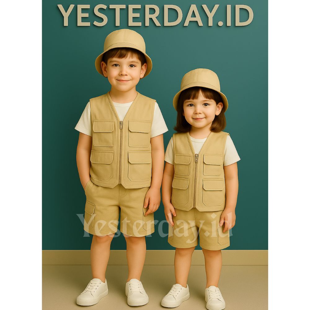 Satu Set Rompi Petualangan Safari Anak & Bayi Baju Outfit Outdoor Kids Laki-Laki Perempuan