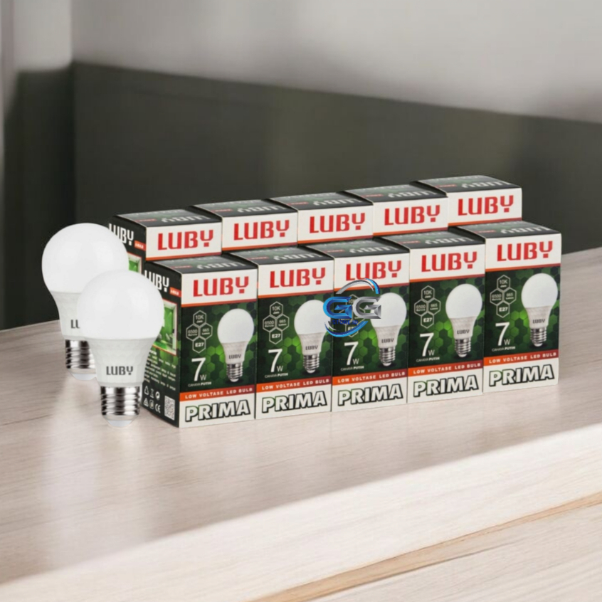 Paket 10 Pcs LUBY Prima Lampu Bohlam LED 7 Watt / Isi 10 Pcs Lampu Luby Prima 7W - Cahaya Putih