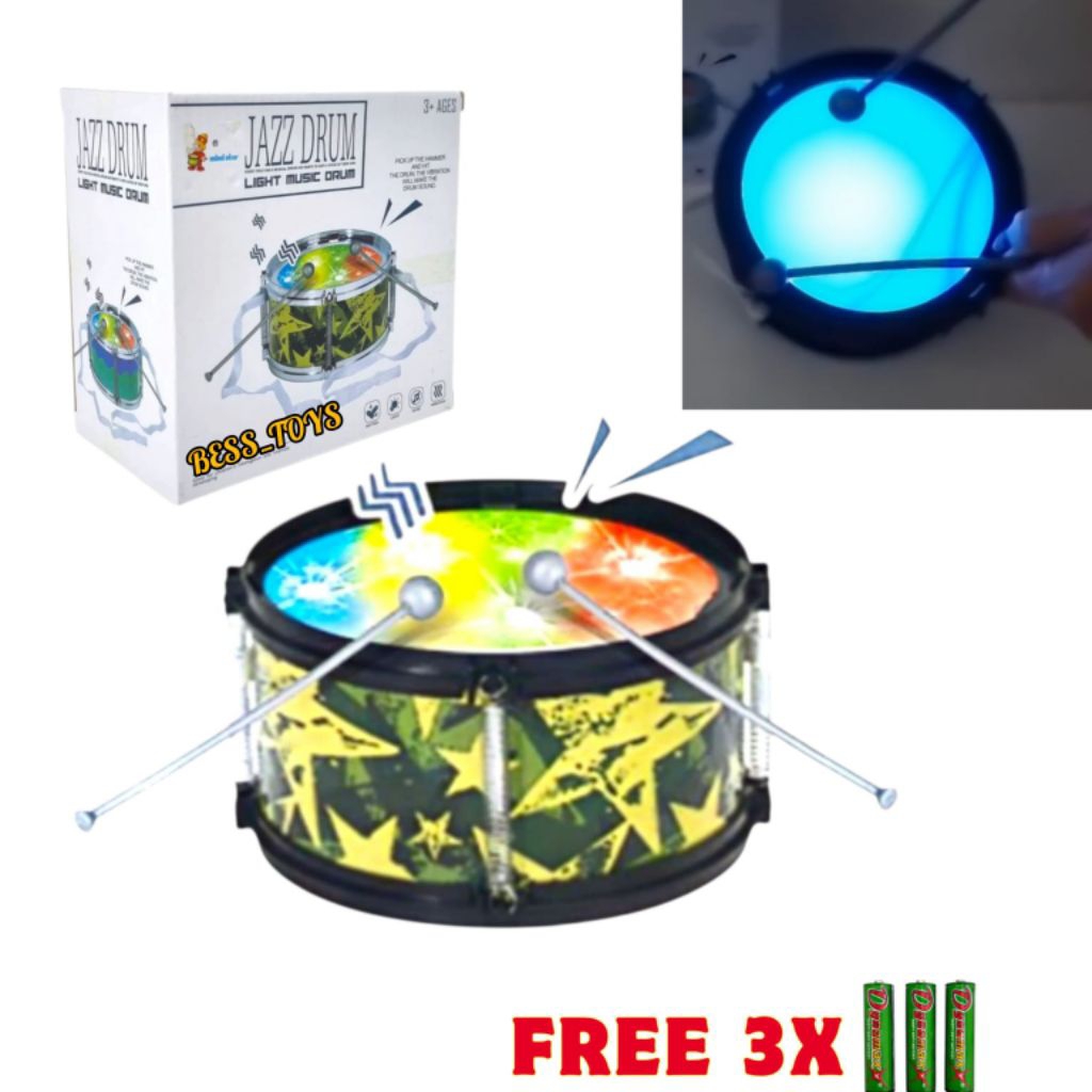 FREE 3 pcs BATERAI Mainan Anak Drum Pakai Baterai D999-6