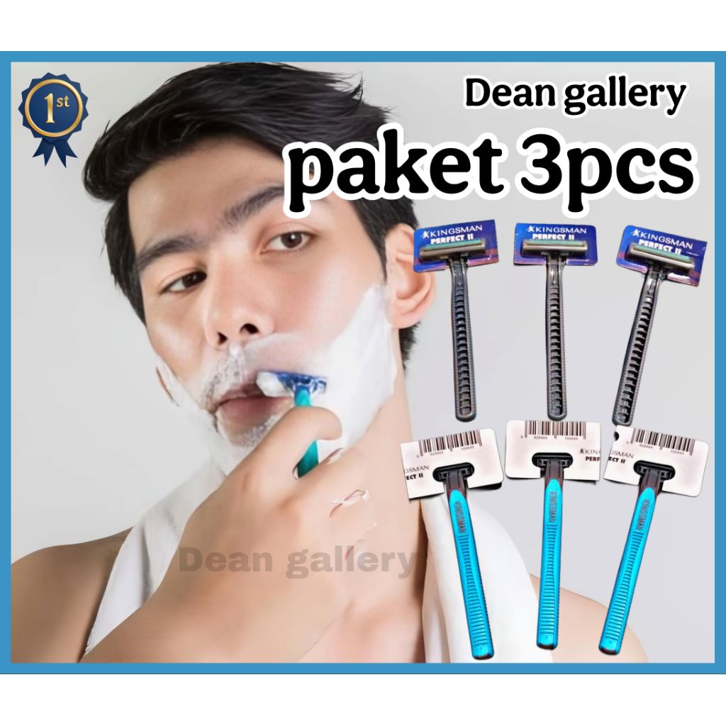 paket 3pcs KINGSMAN Pisau cukur kumis jenggot 2 mata pisau razor disposable