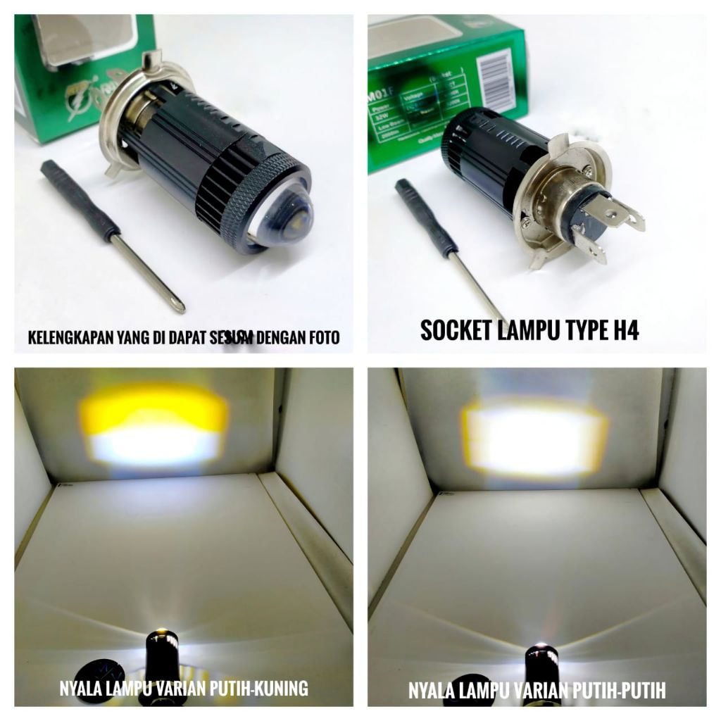 [BEST QUALITY] LAMPU LED RTD M01F 30watt H4 MOTOR Mobil LASER PROJIE CUT OFF 2in1 putih / putih kuni