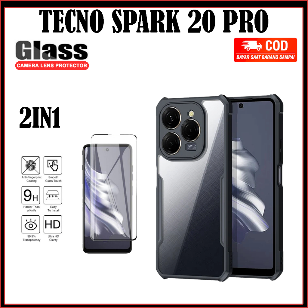Paket Hemat 2in1 Tecno 20 20 pro 20C Case Shockproof Gratis Anti Gores