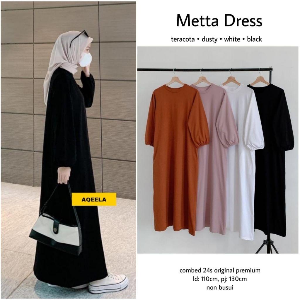 METTA GAMIS WANITA MOTIF POLOS BAHAN KAOS COMBET PREMIUM