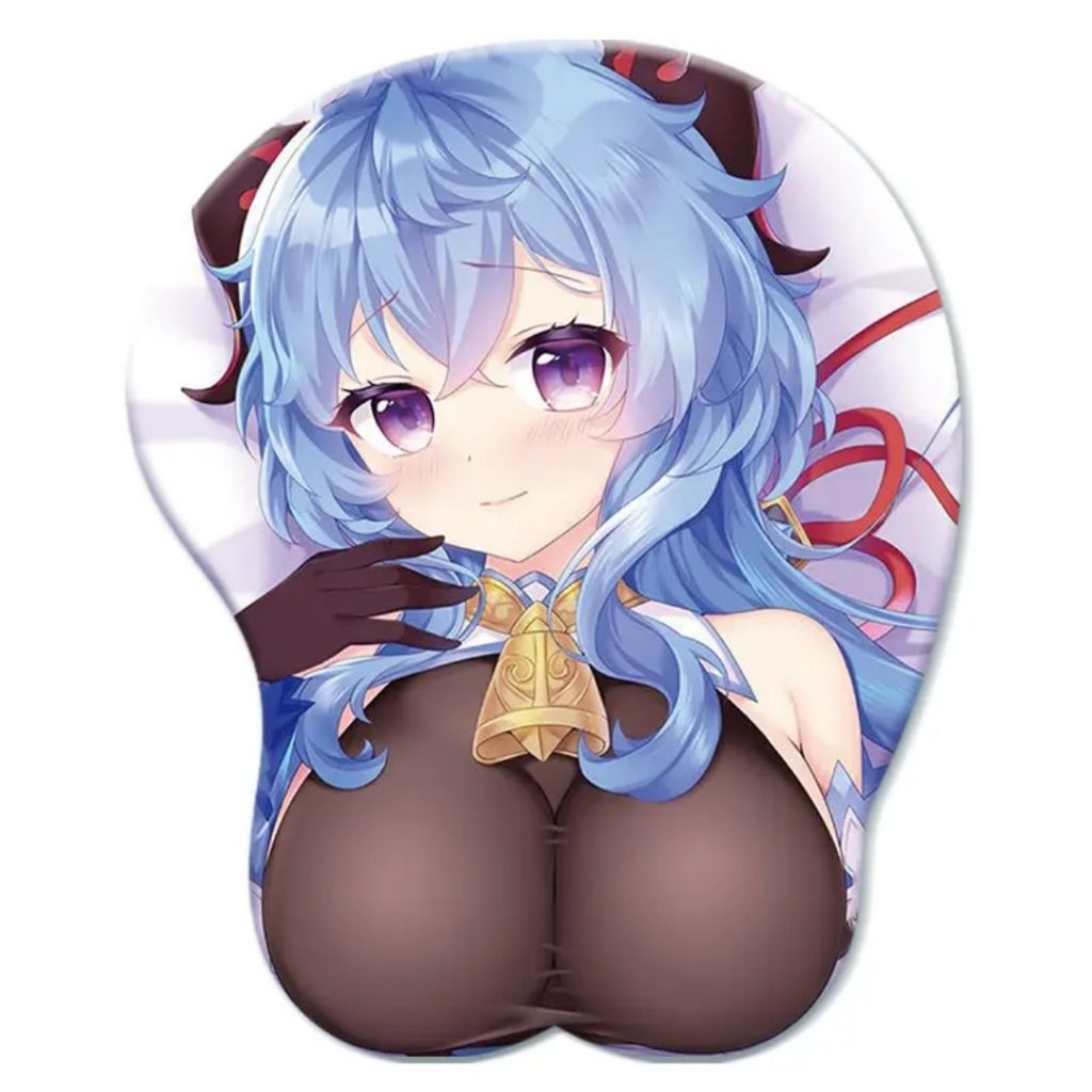 3D Mousepad Ganyu Short Hair Cat Girl Sexy Genshin Impact Tatakan Silicone Bra Mouse Pad Cewe Seksi 