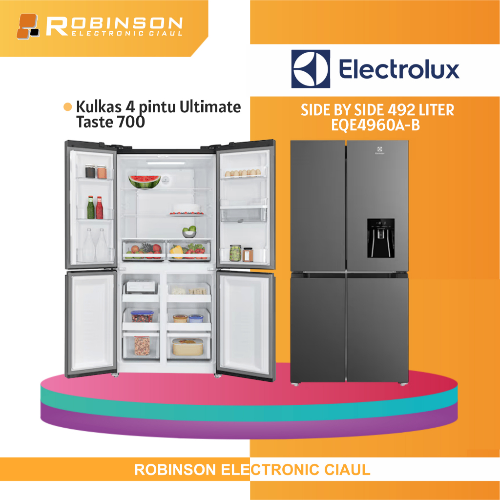 Side By Side Electrolux 429L EQE4960A-B Kulkas 4 Pintu Electrolux
