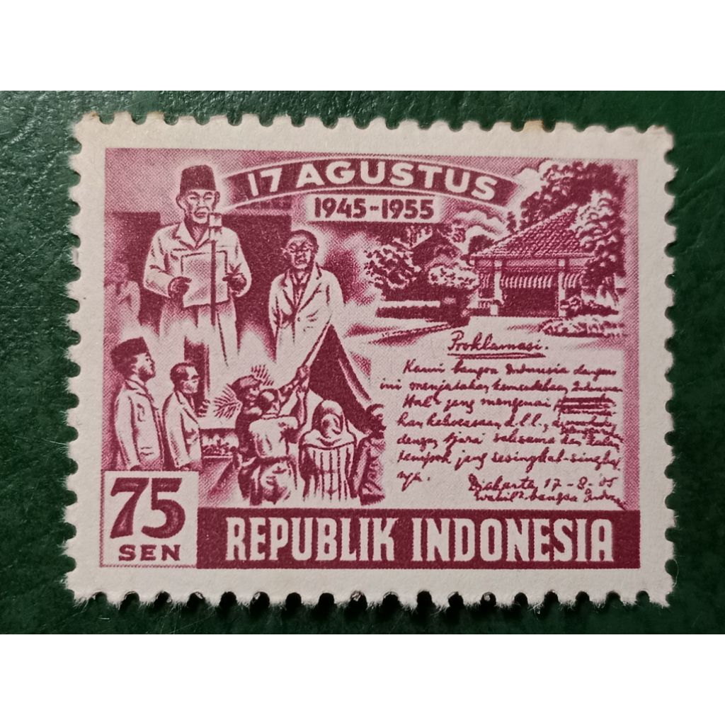 

Prangko Indonesia 75 sen 10 Tahun Merdeka Tahun 1955 UN USED