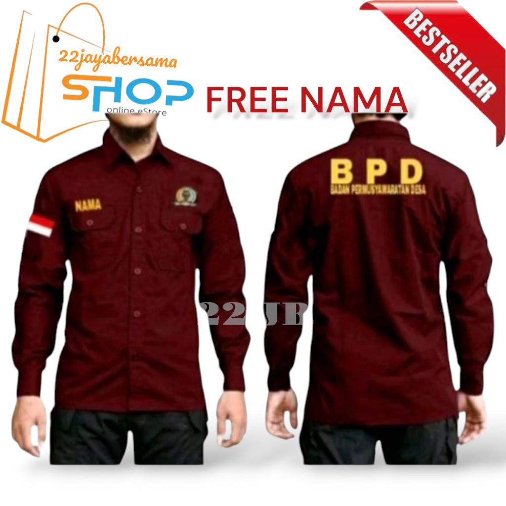 Kemeja BPD Badan Pemusyawaratan Desa • Baju BPD • Seragam BPD • Bordir