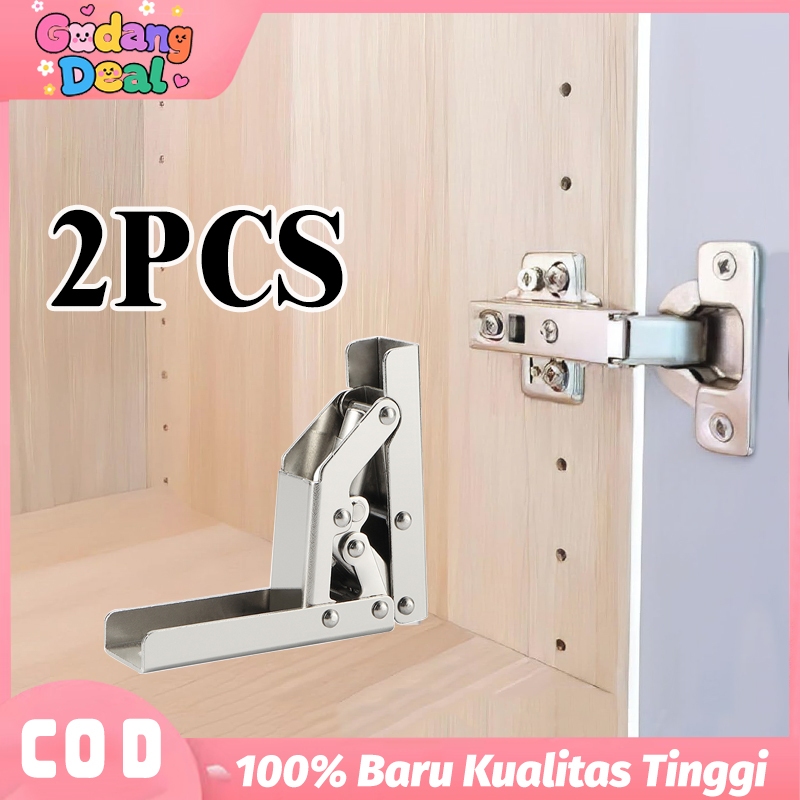 2pcs Engsel Lipat 90 Derajat Panjang Braket Serba Guna untuk Lemari Pintu Tanpa Coak