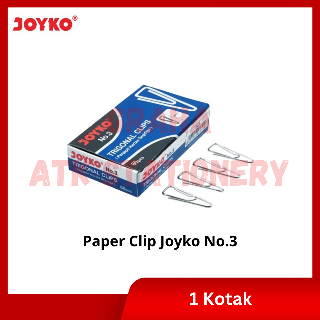 

[1 Kotak] Paper Clip Trigonal Joyko No.3 / Klip Kertas / Penjepit Kertas Trigonal Joyko No.3