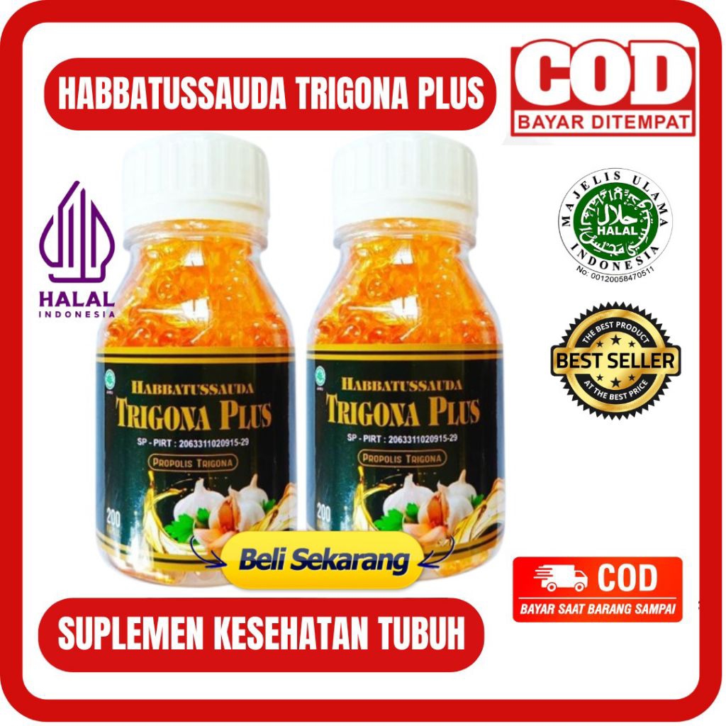 HABBATUSSAUDA TRIGONA PLUS ISI 200 KAPSUL - HABBASYI TRIGOPLUS - HABASYI TRIGONA PLUS KAPSUL GARLIC 