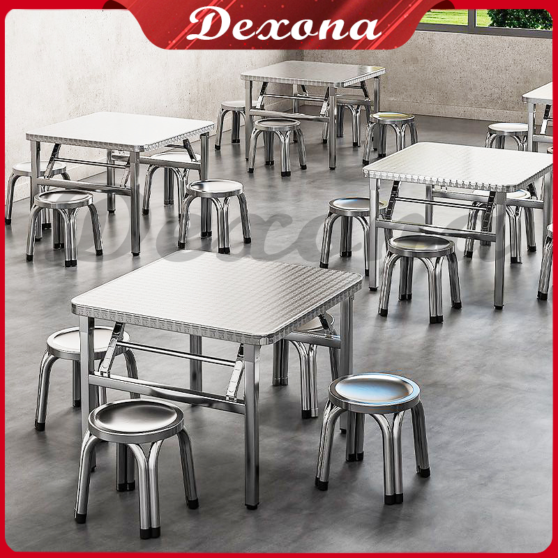 Dapat dilipat&Meja Stainless Steel Meja Makan Besi bergaya industrial portabel Piknik luar ruangan R