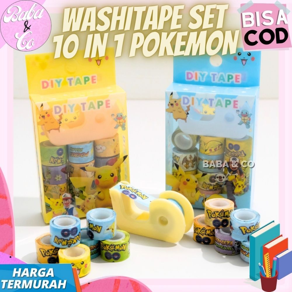 

SELOTIP MINI WASHI TAPE POKEMON SOLATIP LUCU IMUT UNIK WASHI TAPE POKEMON PIKACHU MINI 1 SET 10pcs DISPENSER WASHITAPE MINI PIKACU DISPENSER MINI WASHI TAPE SELOTIP ROLL POKEMON TERMURAH