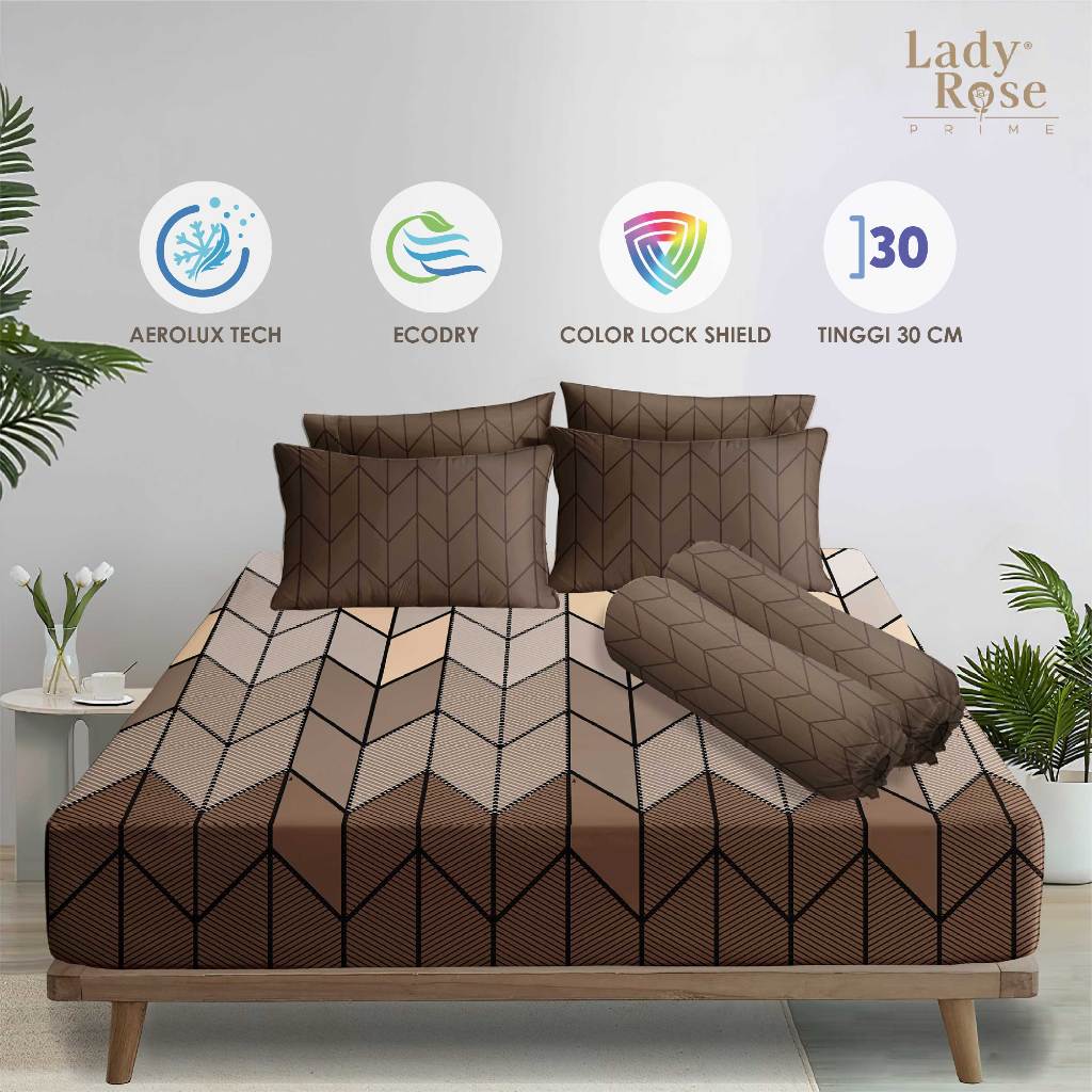 Lady Rose Prime - Sprei Queen 160x200 Tinggi 30Cm Bantal 2 - Teja