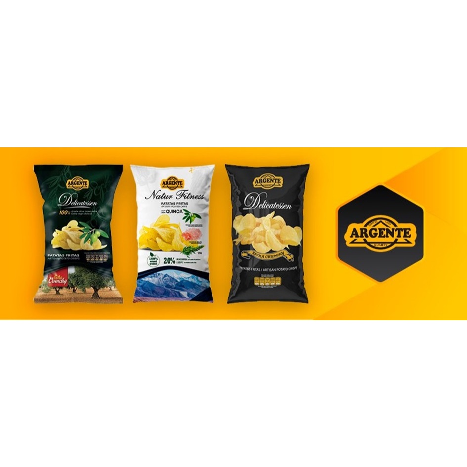

Keripik Kentang Impor Premium Spanyol Papas Argente Patatas Fritas 150 Gr Varian Natur Fitness Quinoa Sea Salt, Delicatessen Extra Crunchy, Extra Virign Olive Oil, Pafritas Garantia de Calidad Varian Garlic, Sea Salt