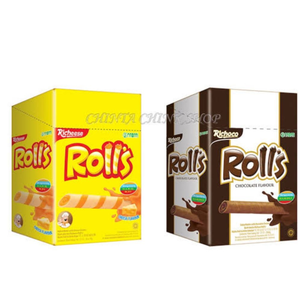 

Nabati Roll's cheese and chocolate wafer stick isi 20 pcs