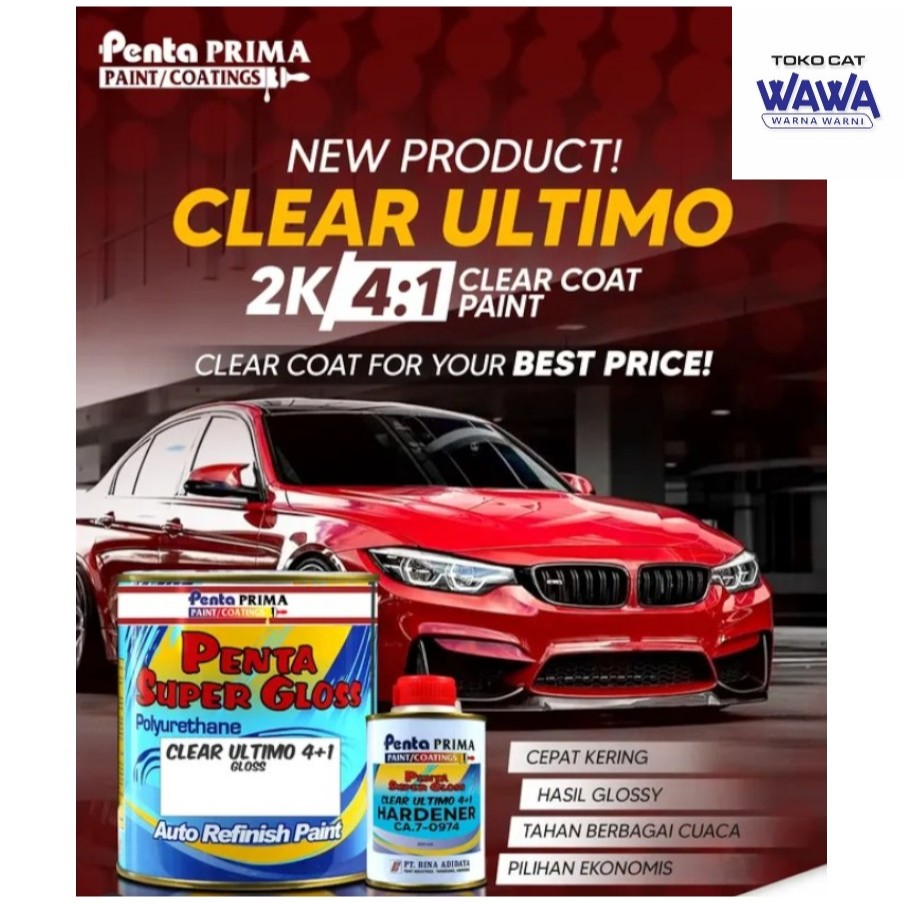 Penta Prima Clear Ultimo Gloss 4+1 Auto Refinish Paint 1 liter/set
