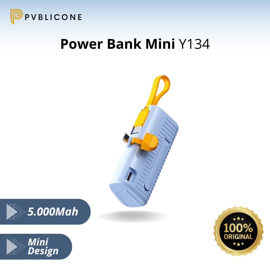 WUW Y134 Power Bank Mini 5000MaH Original Android Type C & lOS Lightning Powerbank Portable With Fol