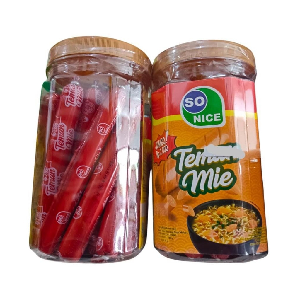 

SO NICE teman mie sosis ayam kombinasi rasa ayam bawang siap makan 680gr kemasan toples isi 17 pcs Sosis jumbo