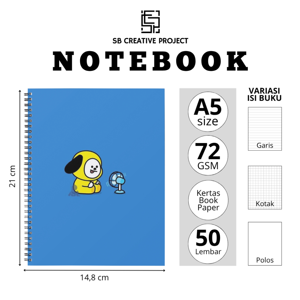 

Buku Tulis Motif Kartun Polos ring A5 Kertas Novel isi 50 Lembar