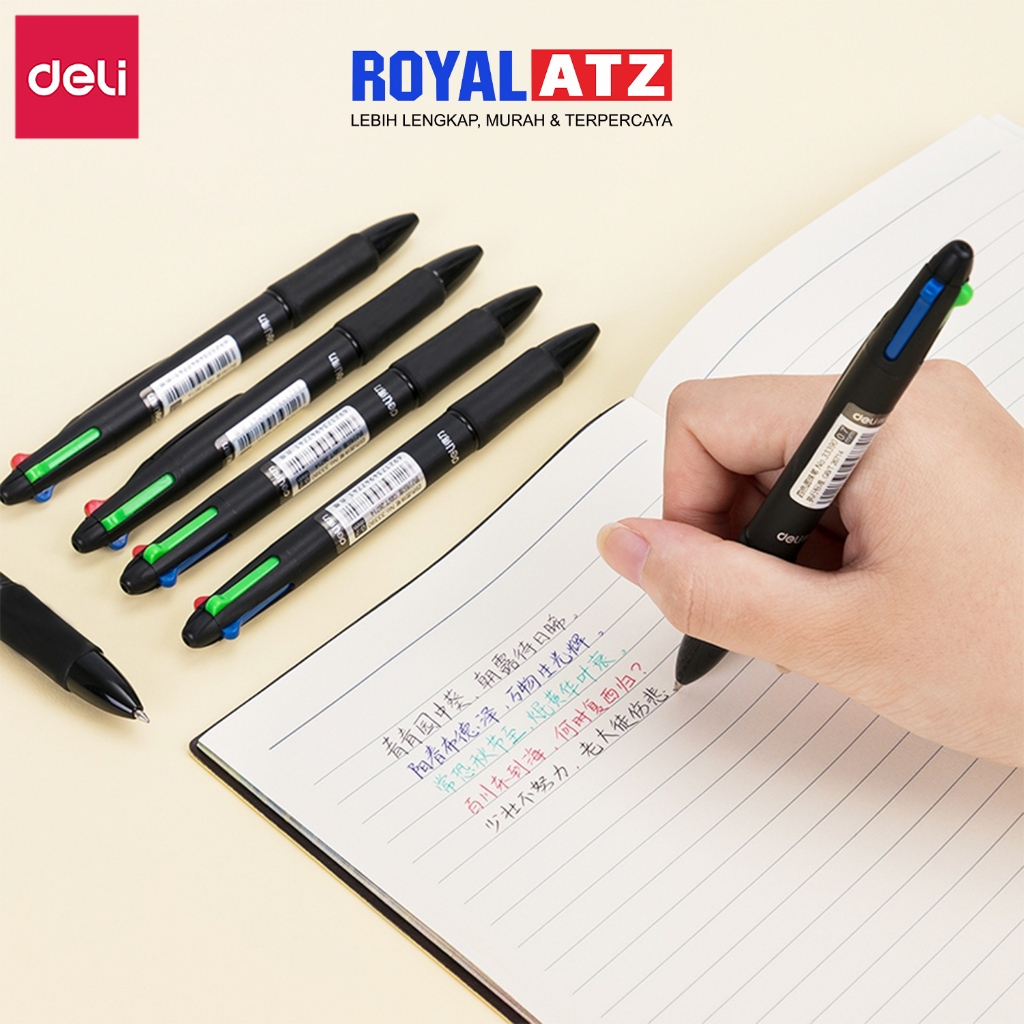 

Ballpoint / Bolpoin 4 Warna Retractable Pen Ukuran Pena 0.7mm Satuan Deli Stationery