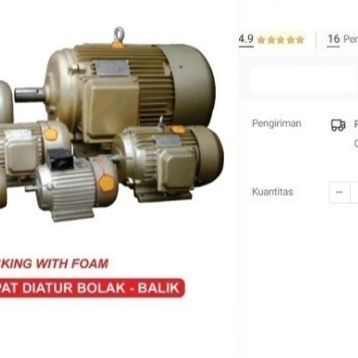 

Dinamo Penggerak WIPRO 3 phase 5.5 HP 2P 2850 RPM Electromotor 5,5HP
