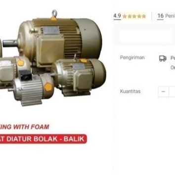 

Dinamo Penggerak WIPRO 3 phase 5.5 HP 4P 1450 RPM Electromotor 5,5HP