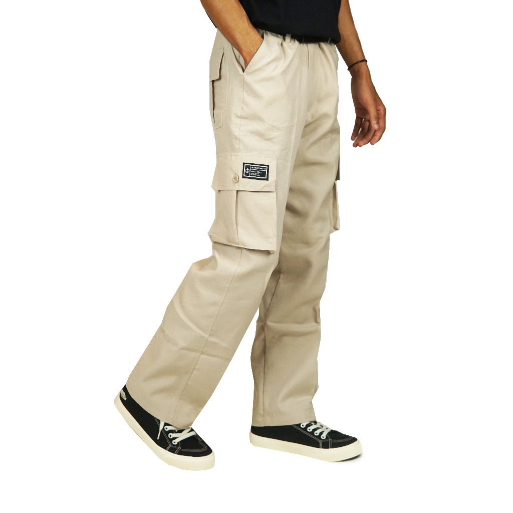 Long Pants Cargo GD Merch Cream - Celana Cargo Pria Wanita Unisex