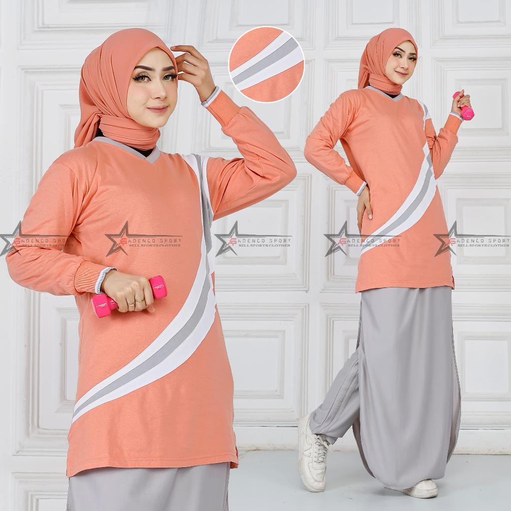 Baju Olahraga Senam Tunik Syar'i Sport Set ROK Celana (ROCELA) / Stelan Kaos Olahraga Senam Muslimah