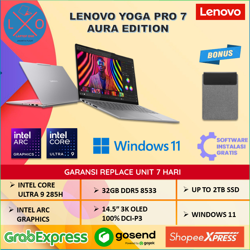 Laptop Lenovo Yoga Pro 7 OLED Aura Edition Ultra 9 285H 32GB 2TB 14.5" 3K Touch Windows 11 + OHS
