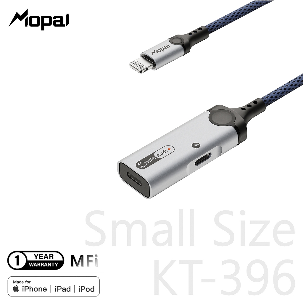 MOPAI - KT396 Splitter iPhone (MFI) LIGHTNING to Dual LIGHTNING Support Live charging Game Open Mic 