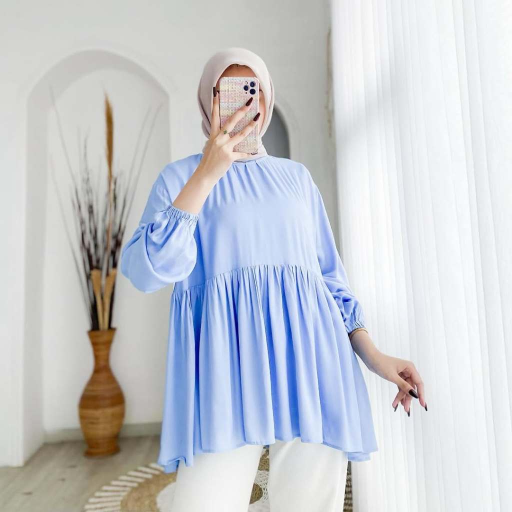 Baju Atasan Fashion Muslimah Meta Blouse HS Bahan Katun Rayon Size  M L XL XXL XXXL LD 106 CM Blouse